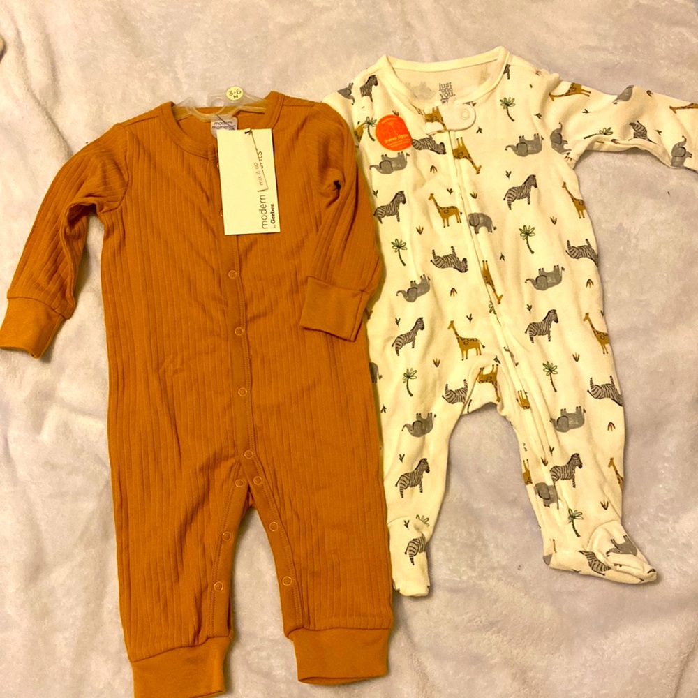 NWT Gerber and Carters zippered pajamas.